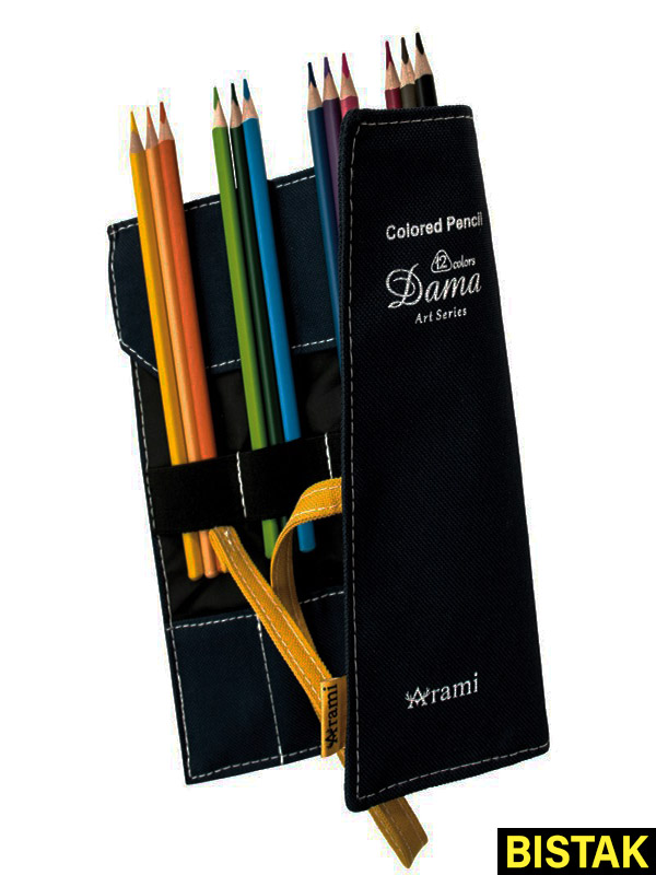مداد رنگی 12 رنگ سری آرت با جامدادی پارچه‌ای